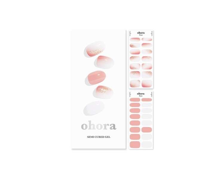 ohora Semi Cured Gel Nail Strips N Peach Melba - Salon-Quality Long Lasting Easy to Apply and Remove Pink