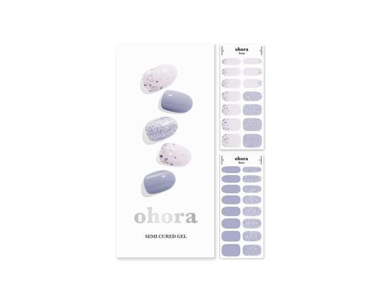 ohora Semi Cured Gel Nail Strips N Afterglow - Works with Any Nail Lamps Salon-Quality Long Lasting Easy to Apply & Remove - Includes 2 Prep Pads Nail File & Wooden Stick