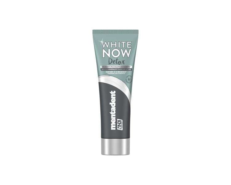 Mentadent White Now Detox Charcoal Toothpaste with Mineral Clay and Activated Charcoal 75ml