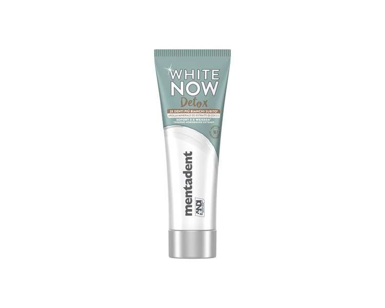 Mentadent White Now Detox Coconut Toothpaste with Mineral Clay, Coconut Extracts, and White-Correct Technology 75ml