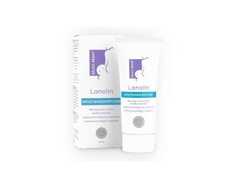 Multi-Mam Lanolin Nipple Cream 30ml for Breastfeeding - Support for Dry and Sensitive Nipples for Nursing Mothers - Hypoallergenic Fragrance-Free