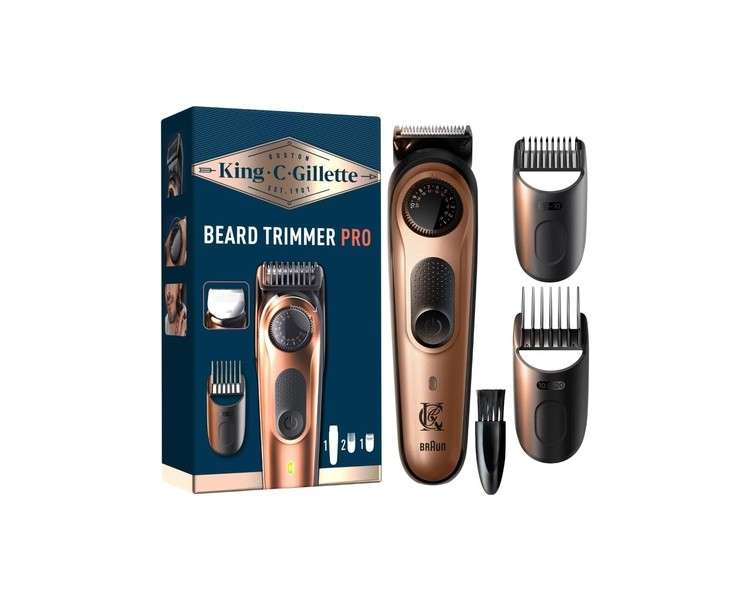 King C. Gillette Pro Electric Beard Trimmer for Men with Precision Wheel for 40 Beard Lengths - Washable - Lifelong Sharp Full Metal Blades