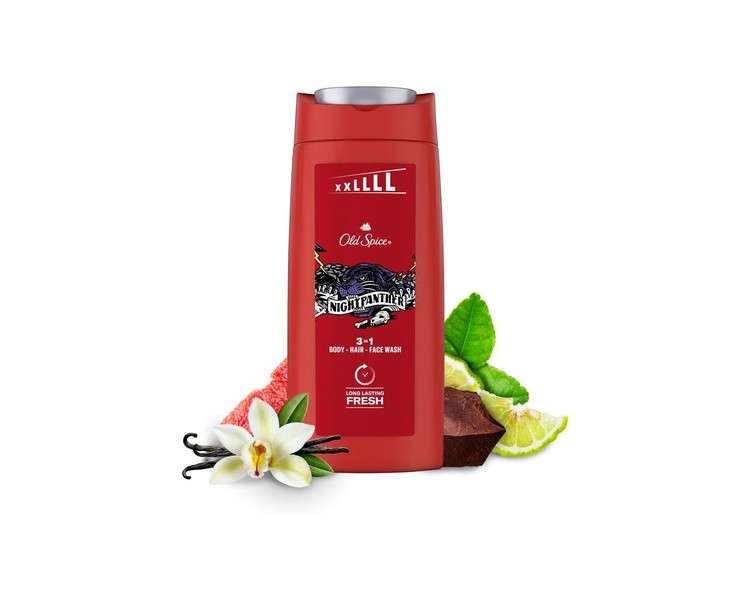 Old Spice Night Panther Shower Gel & Shampoo For Men 675ml 3-in-1 Body-Hair-Face Wash Long-lasting Fresh