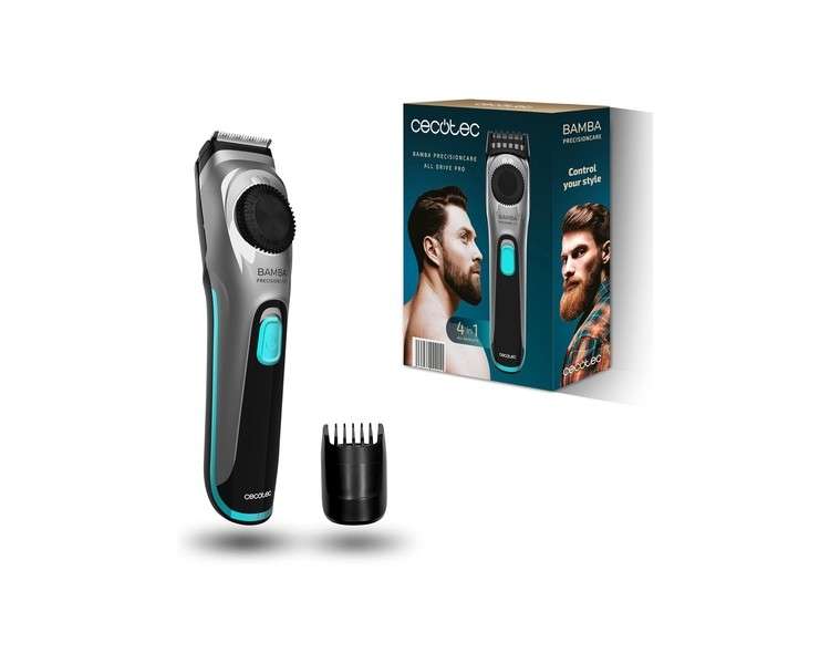 Cecotec Bamba PrecisionCare AllDrive Pro Hair Clipper with Adjustable Wheel 75 Minutes Autonomy 19 Settings 1-10mm Stainless Steel Blades with Titanium Coating and Lithium Battery