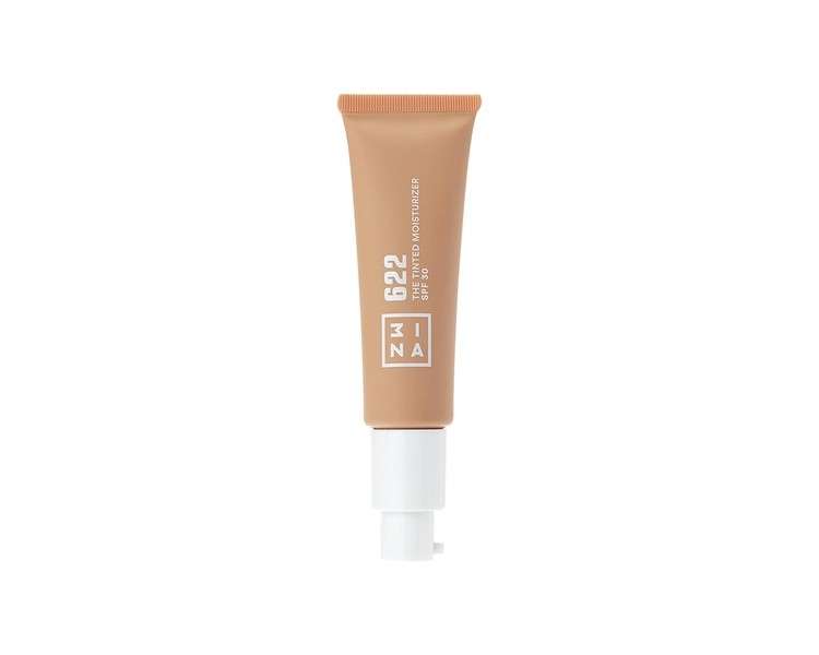 3INA Makeup The Tinted Moisturizer SPF30 622 Dark Sand BB Cream Foundation with Hyaluronic Acid and SPF30 Tinted Moisturiser for All Skin Tones Vegan Cruelty Free