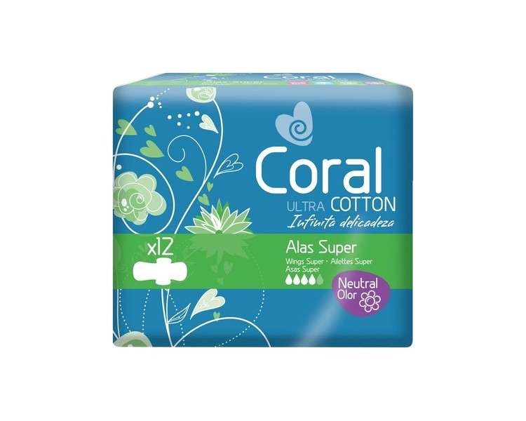 Female Coral Ultra Super Pads with Wings Cotton