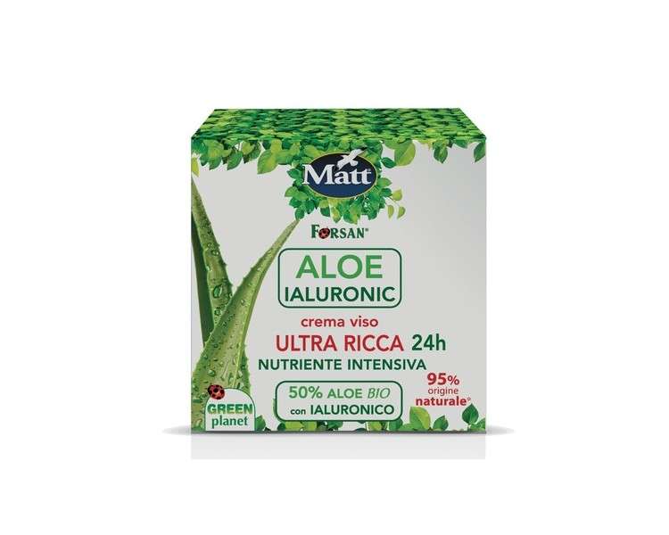 La Tradizione Erboristica Forsan Aloe Ialuronic Face Cream Ultra Rich Moisturizer 24 Hours with Organic Aloe Vera and Natural Hyaluronic Acid 50ml