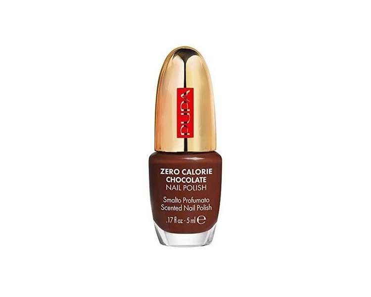 Pupa Milano Zero Calorie Chocolate Nail Polish Glass-Effect Gel Flat Maxi Brush with 440 Bristles Seals in Any Manicure to Ensure Longevity Creates a Resilient Hold 005 Cocoa 0.17 fl oz