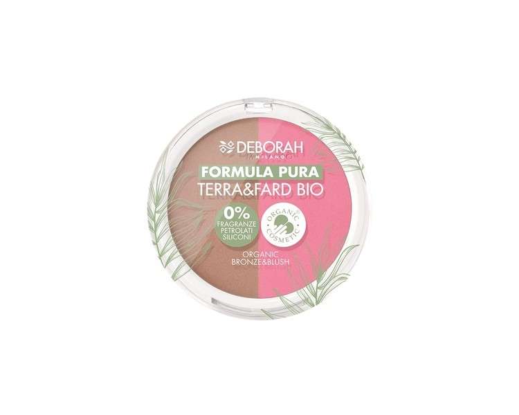 Deborah Terra & Fard Formula Pura with Organic and Vegan Ingredients - Warms the Complexion and Gives a Radiant Finish - Ideal for Sensitive Skin - Color No. 4 Dark, 9g Fuchsia/Brown