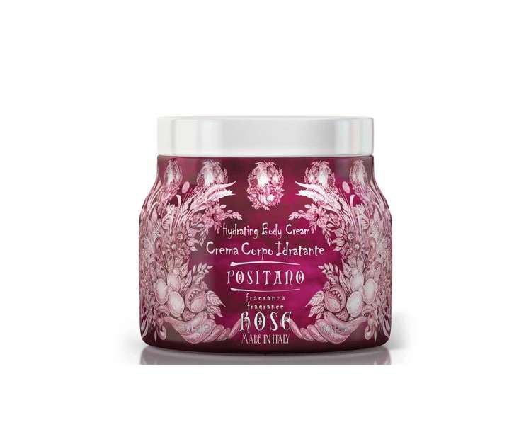 Le Maioliche Positano Rose Moisturizing Body Cream 450ml - Made in Italy - Notes of Rose Petals, Geranium, Violet, Carnation, Damask Rose, Geranium, Violet, Rosewood