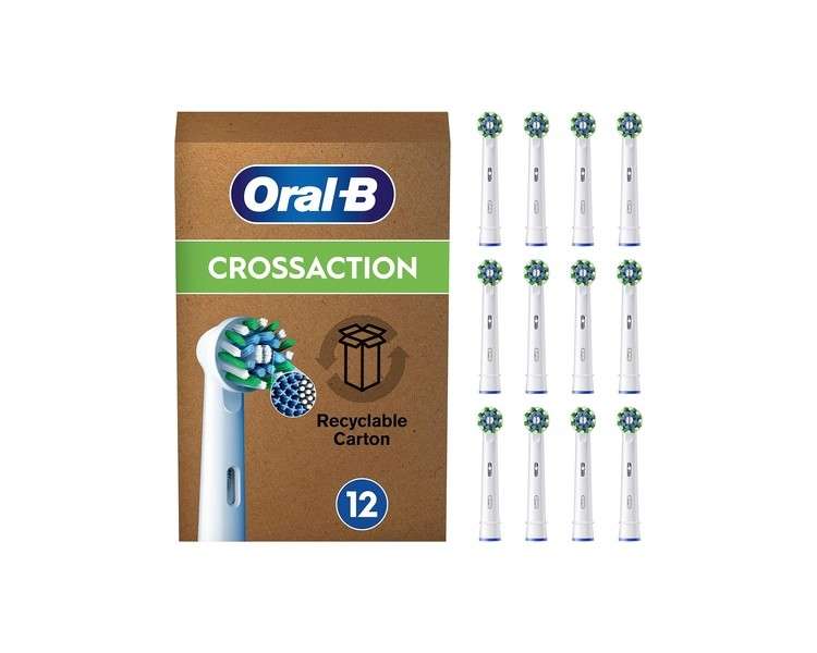 Oral-B Pro Cross Action Electric Toothbrush Head X-Shape and Angled Bristles Pack of 12 - White