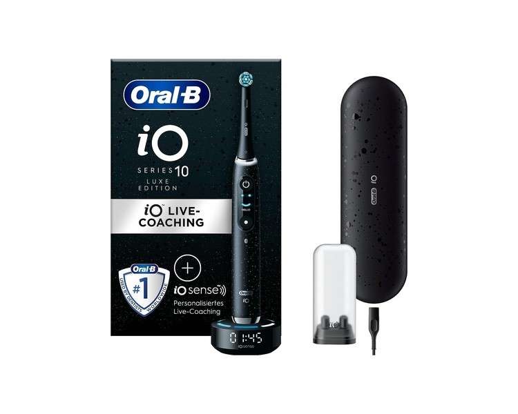 Oral-B iO Series 10 Luxe Edition Electric Toothbrush with 7 Cleaning Modes, Magnet Technology and 3D Analysis, Color Display and Travel Charging Case - Cosmic Black