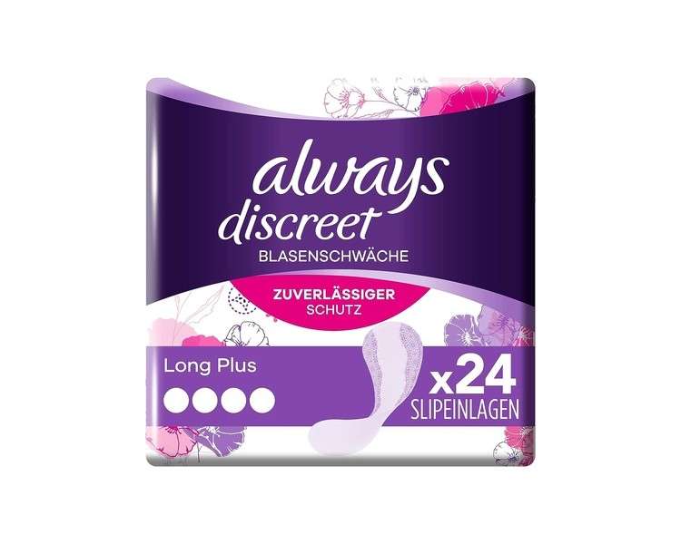 Always Discreet Incontinence Liners Long Plus 24 Pads for Women