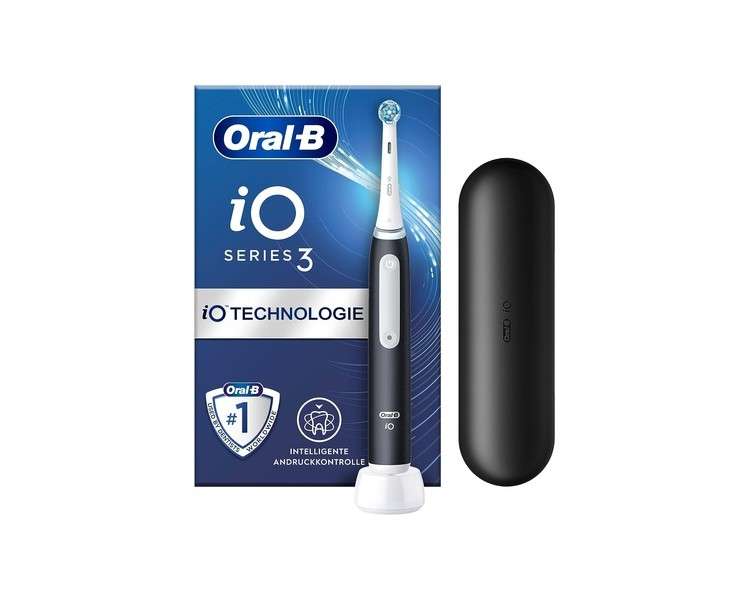 Oral-B iO Series 3 Electric Toothbrush with 3 Cleaning Modes including Sensitive Dental Care, Pressure Sensor & Timer, Travel Case, Designed by Braun - Matt Black