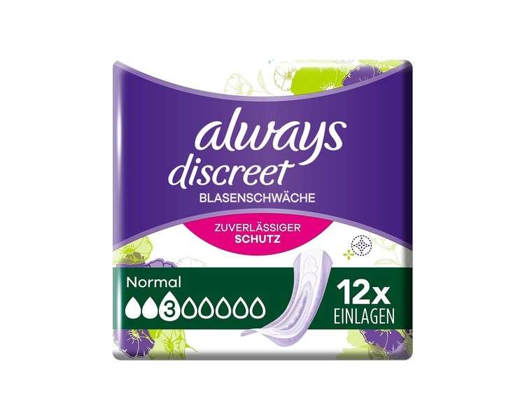 Always Discreet Incontinence Liners Normal 12 Pads for Women