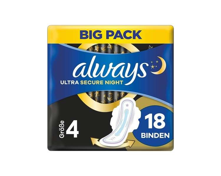 Always Ultra Pads Women's Size 4 Secure Night 18 Pads