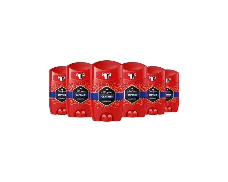 Old Spice Captain Deodorant Stick for Men 50ml - Pack of 6