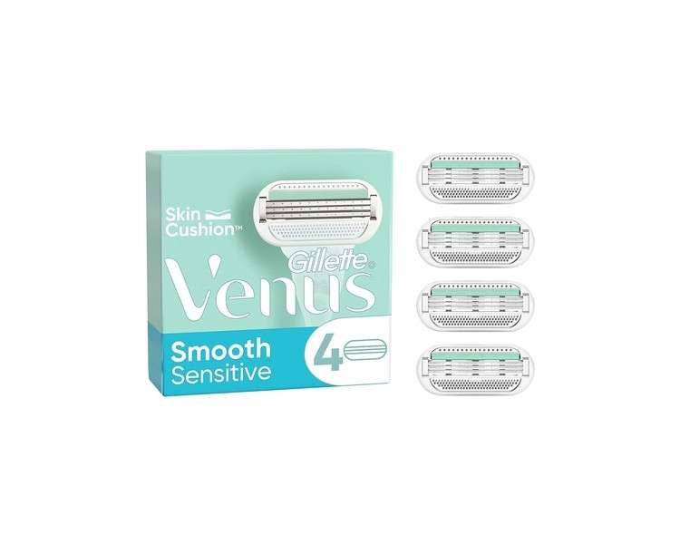 Replacement Blades for Gillette Venus Deluxe Smooth Sensitive Women's Razor 4-Pack 5 Blades for a Longer Lasting Smooth Shave - Pack of 4