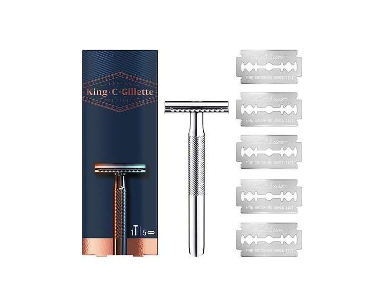 King C. Gillette Men's Safety Razor with 5 Durable Blades