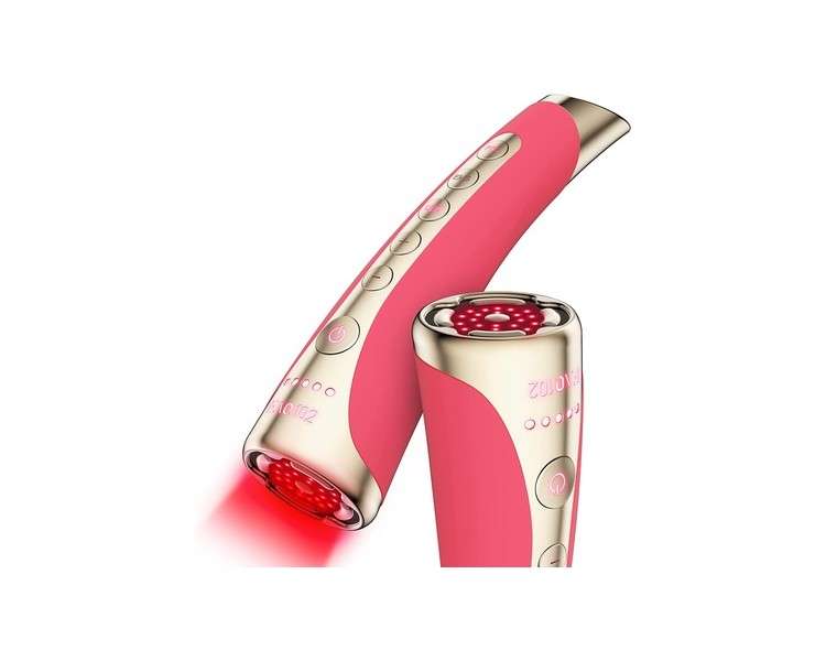 FAQ 102 EMS RF & 8 LED Light Therapy Facial Toning Red Light Therapy T-Sonic Face Massager Radio Frequency Skin Tightening Wrinkle Skin Care Beauty Products Pink Ruby