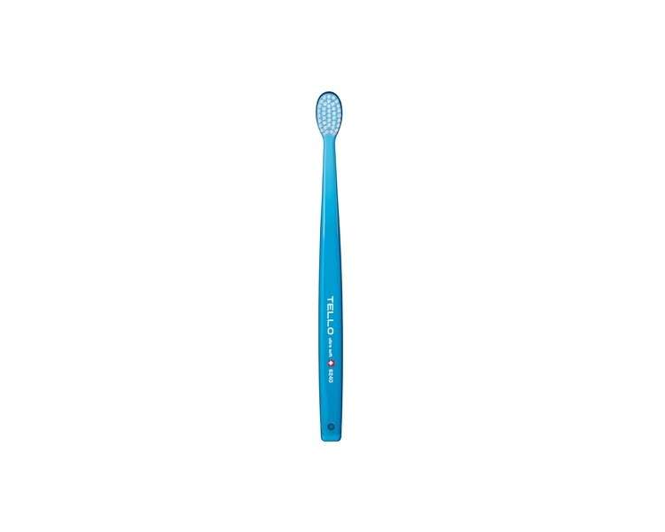 TELLO 6240 Adult Ultra Soft Swiss Toothbrush for Gentle Cleaning with Ergonomic Handle Assorted Colors 1 Count