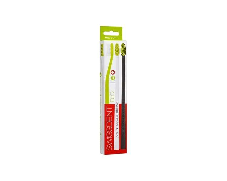 SWISSDENT Professional Organic Toothbrush Green/White/Black Made from New Bio-Based Plastic