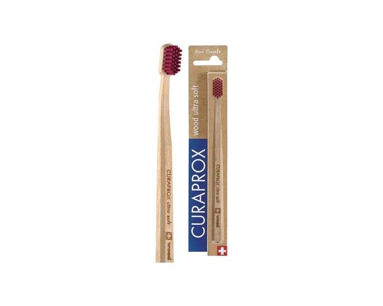 Curaprox Environmentally Friendly Wooden Toothbrush with Ultra-Soft Bristles for Gentle and Effective Cleaning