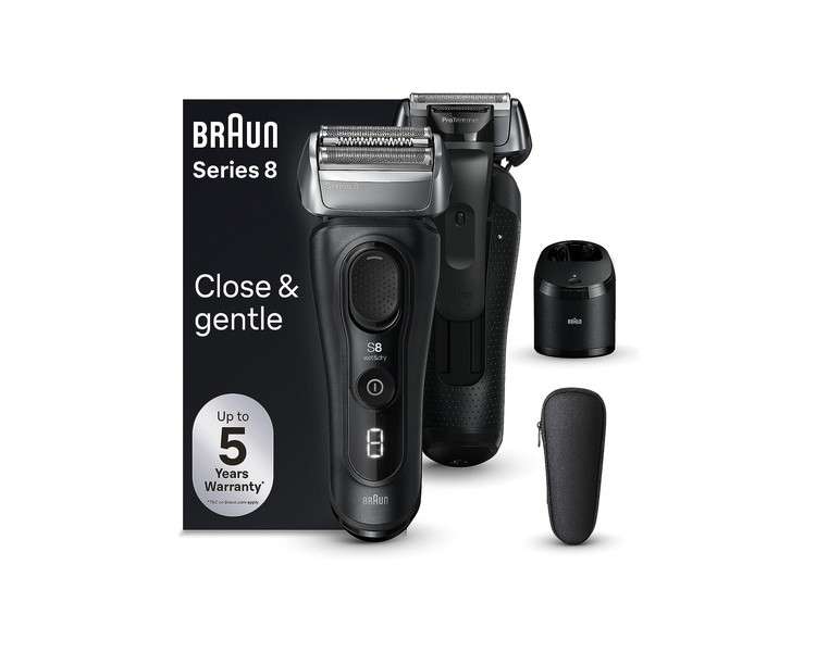 Braun Series 8 Men's Shaver with 4+1 Shaving Head, Electric Shaver, Precision Trimmer, Cleaning Station, 60 Min Runtime, Wet & Dry, Gift for Men, Made in Germany 8560cc Black