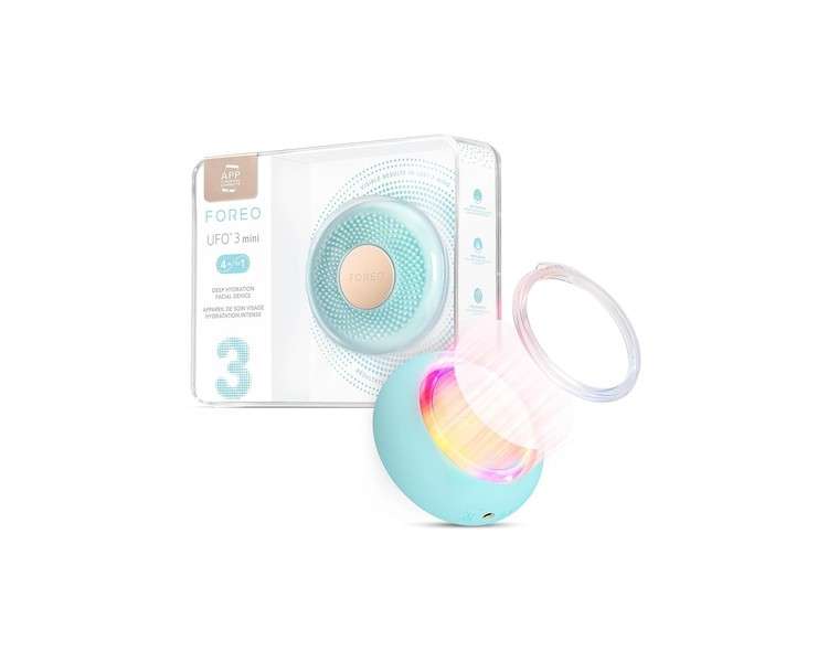 FOREO UFO 3 Mini 4-in-1 Full Facial LED Mask Treatment Deep Moisturizer Anti-Aging Face Mask Beauty Face Massager Arctic Blue