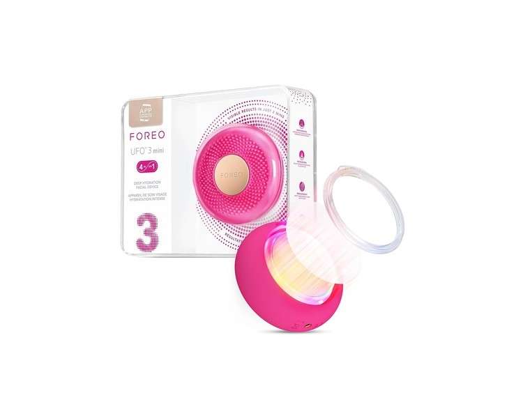 FOREO UFO 3 Mini 4-in-1 Full Facial LED Mask Treatment Deep Moisturizer Anti-Aging Face Mask Beauty Face Massager Fuchsia