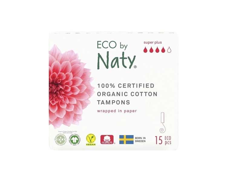 Eco by Naty Super Plus Tampons 15 Tampons 100% Organic Cotton