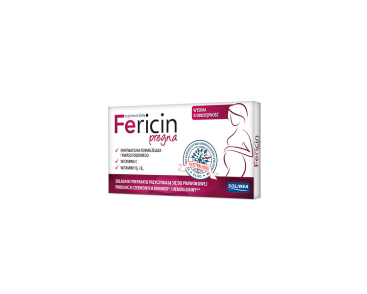 Fericin Pregna 30 Tablets Iron Folic Acid B-Vitamins for Pregnant Women