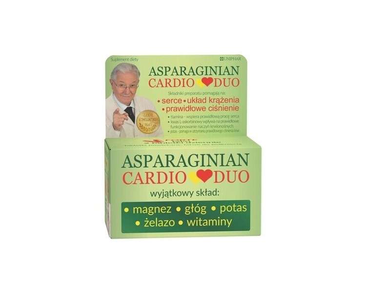 Asparaginian Cardio Duo 50 Tablets Heart Circulation Magnesium Potassium Iron Stress