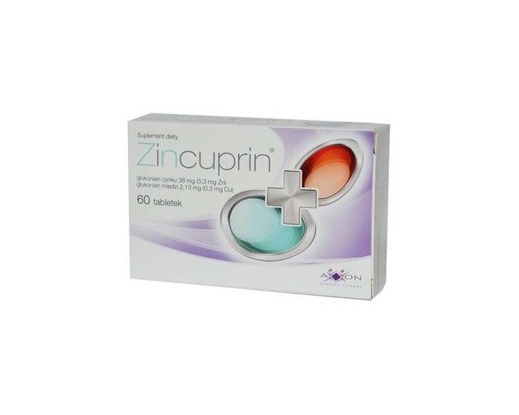 ZINCUPRIN 60 Tablets Zinc Copper Hair Nails Skin Immunity Infections