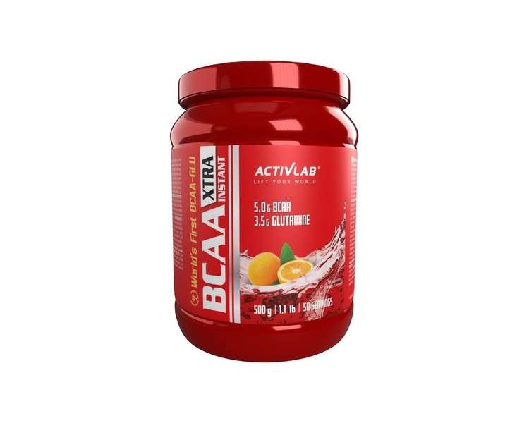 Activlab Bcaa Xtra Instant 500g Jar Workout Powder Recovery Supplements Branched Chain Amino Acids with Glutamine Nutrition Power Orange Flavour