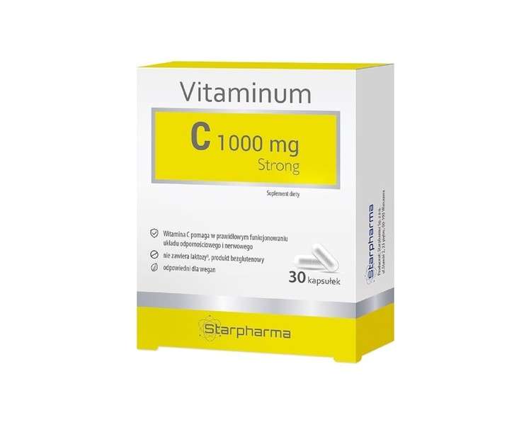 Starpharma Vitamin C 1000mg Strong Supports the Immune and Nervous System Dietary Supplement 30 Capsules