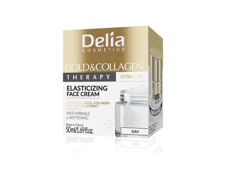 Delia Cosmetics Gold & Collagen Elasticizing Day Cream Anti-Wrinkle Softening with Colloidal Gold Red Clover Extract and Vitamin E 50ml
