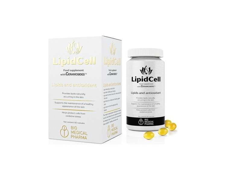 LipidCell Ceramosides Squalene Vitamin A and E Skin Hydrolipid Barrier Restoration Supplement 60 Capsules