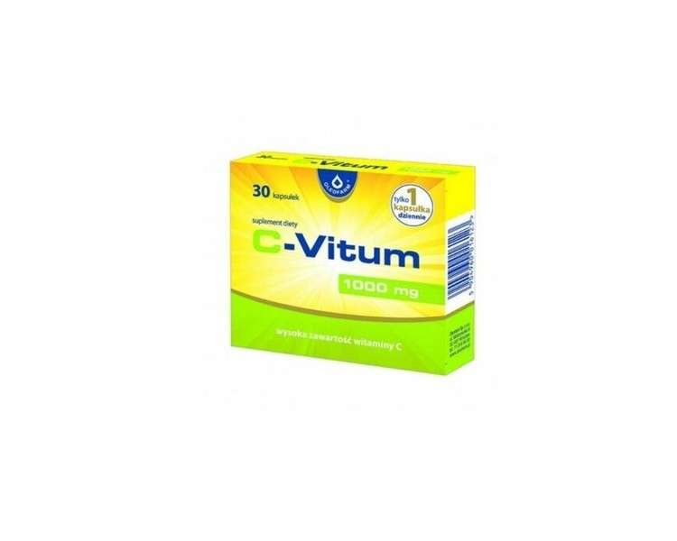C Vitum 1000 Vitamin C 30 Capsules - Supports Immune System, Blood Vessels, Stress, Fatigue, Collagen
