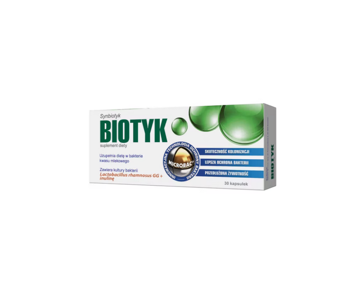 BIOTYK Digestive Intestinal Lactic Acid Bacteria Inulin Prebiotic 30 Capsules