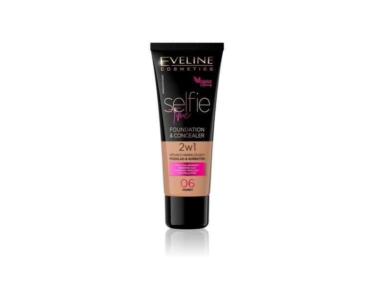Eveline Cosmetics Selfie Time Covering and Moisturising Foundation and Concealer 2-in-1 30ml No. 06 Honey Almond