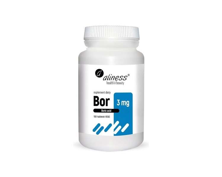 Aliness Bor 3mg Boric Acid Dietary Supplement 100 Tablets