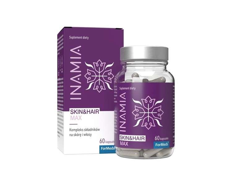 ForMeds Inamia Skin & Hair Max Complex for Skin and Hair - Dietary Supplement with Plant Extracts - Vegan - Vegetarian