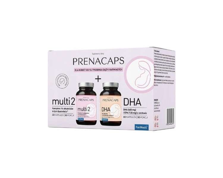 ForMeds Prenacaps Multi 2 + DHA Pregnancy Resistance Supplement for Pregnant Women 120 Capsules