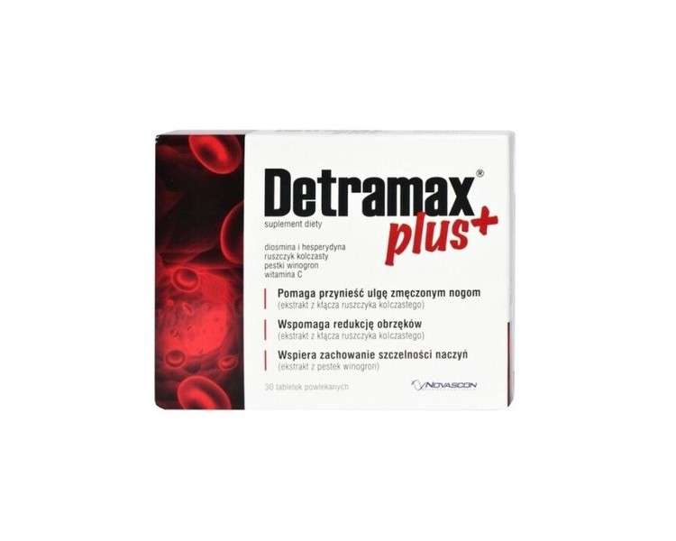 Detramax Plus 30 Tablets Helps Relieve Tired Legs Vitamin C