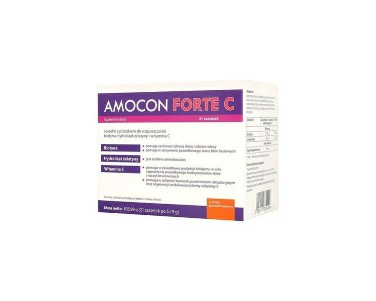 Amocon Forte C Orange Flavor 21 Bags Healthy Hair Skin Nails