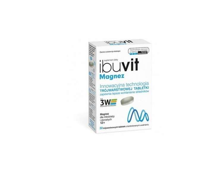 IBUVIT Magnesium 30 Tablets Fatigue Nervous System Stress Muscles Heart Cramps