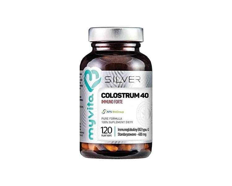 Colostrum 40 Immuno Forte IG Type G Standardized 400mg 120 Capsules MyVita Silver Pure