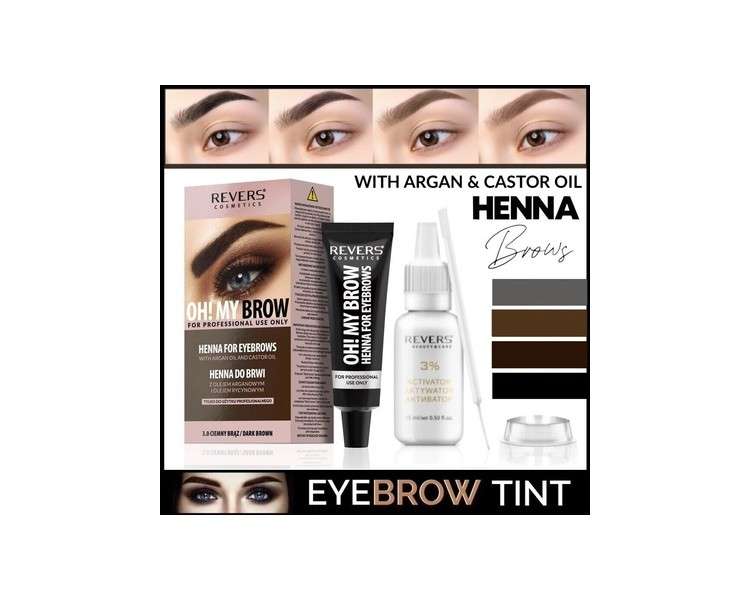 Henna Eyebrow Eyelash Color Permanent Brow Color Cream Brown Black Complete Set