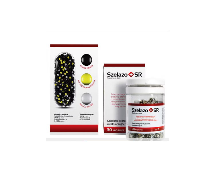 Szelazo SR Iron 30 Capsules Blood Folic Acid Vitamin C B6 B12 Nervous System